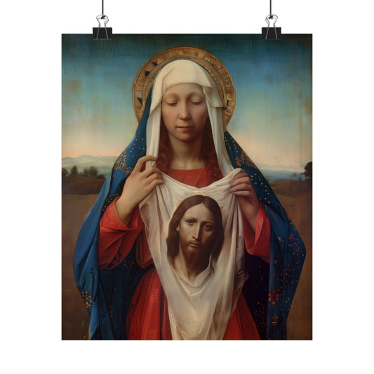 Saint Veronica / Saint Veronica's Veil - Sanctified Souls Print - Multiple Sizes - Premium Posters - Catholic Art - Christian painting