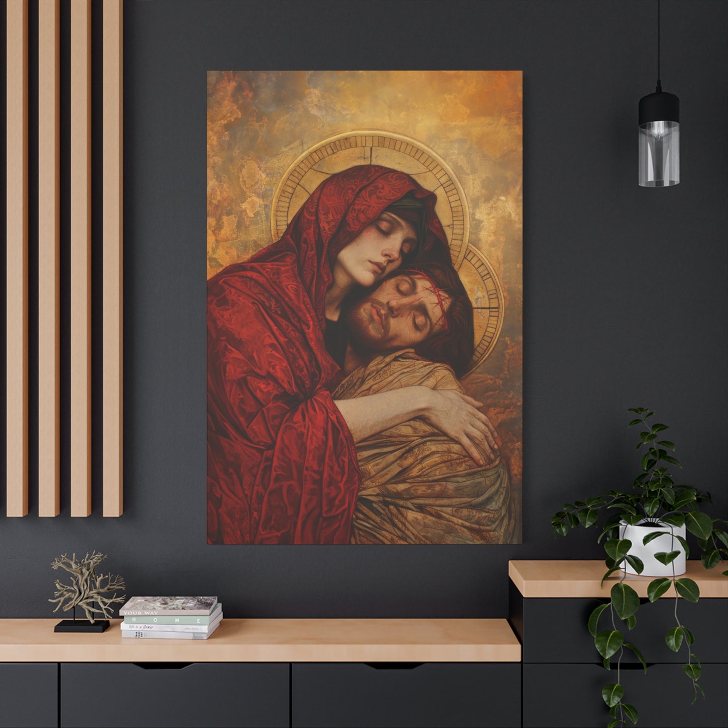Eternal Sorrow - Mary's Mourning Beneath the Cross - Museum Wrapped Canvas - Print - Religious Art for your Home - Christian print