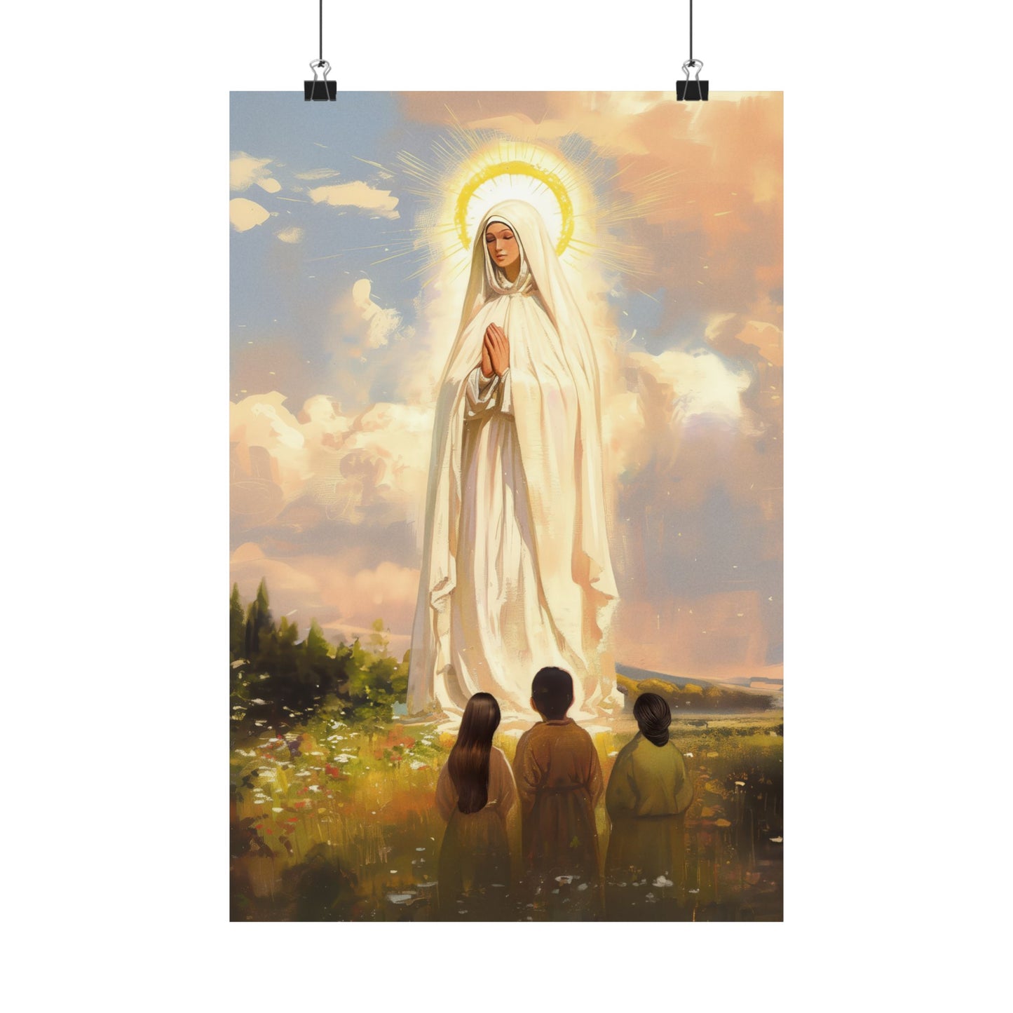 Our Lady of Fátima Poster Print - Sanctified Souls Print - Multiple Sizes - Premium Posters - Catholic Art for your home
