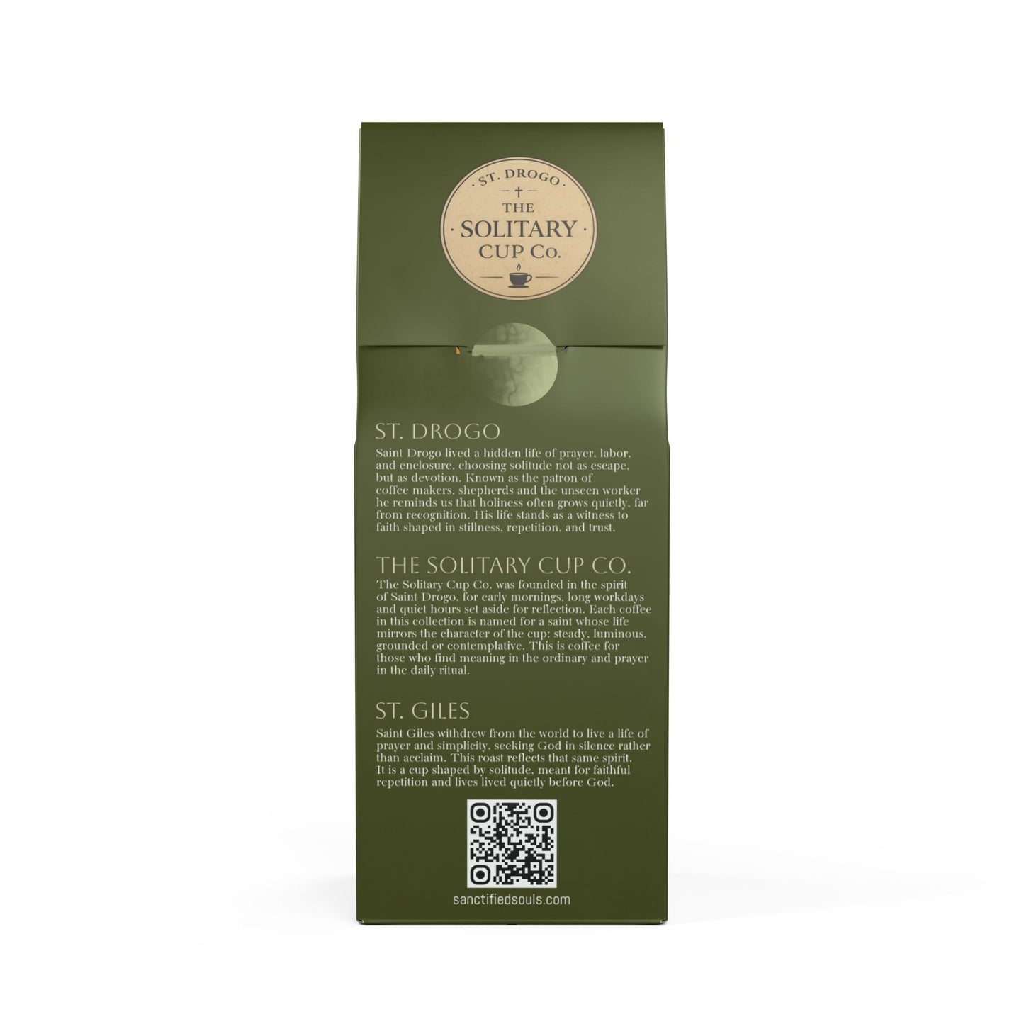 St. Giles - Hermitage Roast (Medium-Dark Roast) - St. Drogo - The Solitary Cup Co. - Artisan Catholic Saint Inspired Coffee - 12 oz.