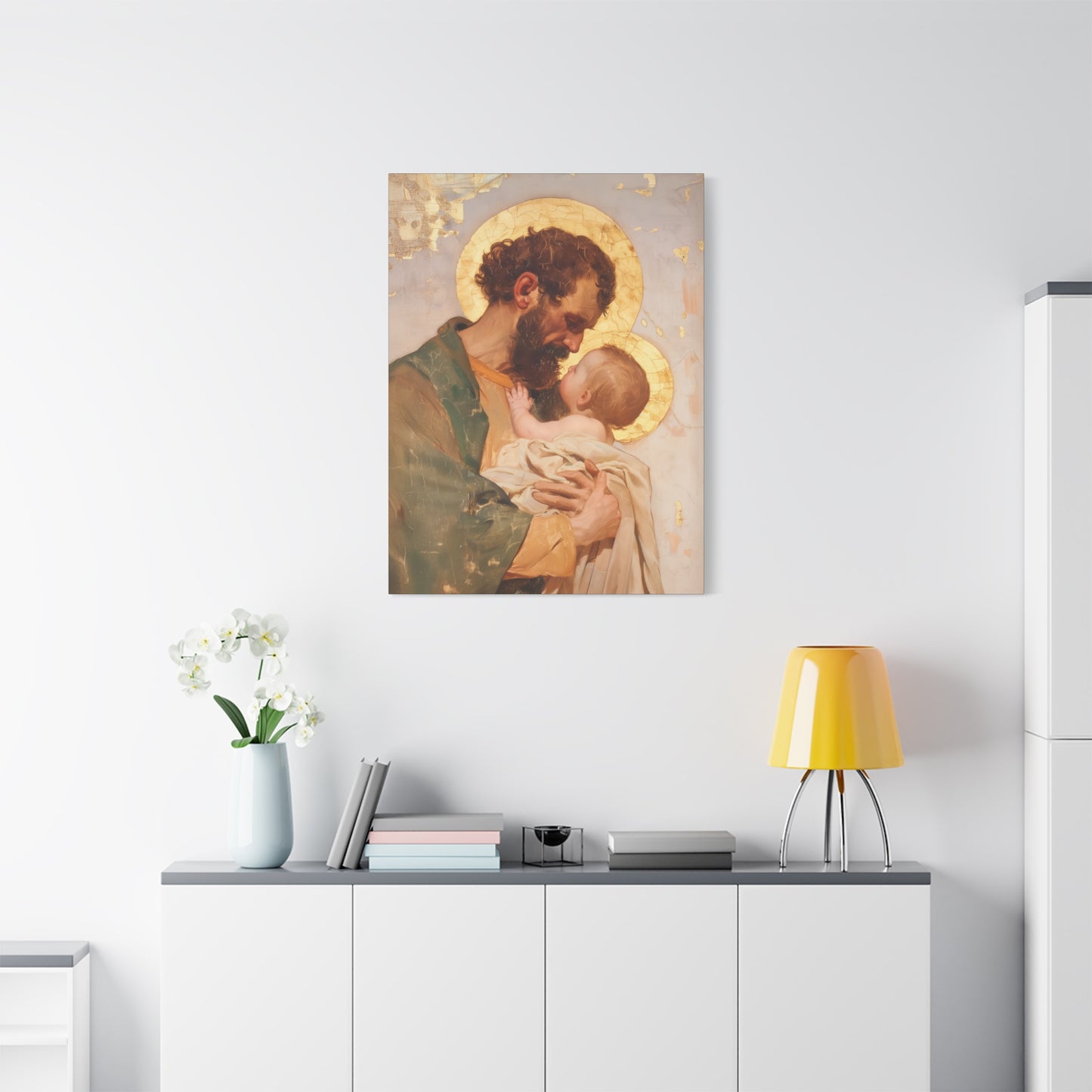 Saint Joseph, Pillar of the Holy Family - Museum Wrapped Canvas - Print - Religious Art for your Home - Christian print - Prayer Room