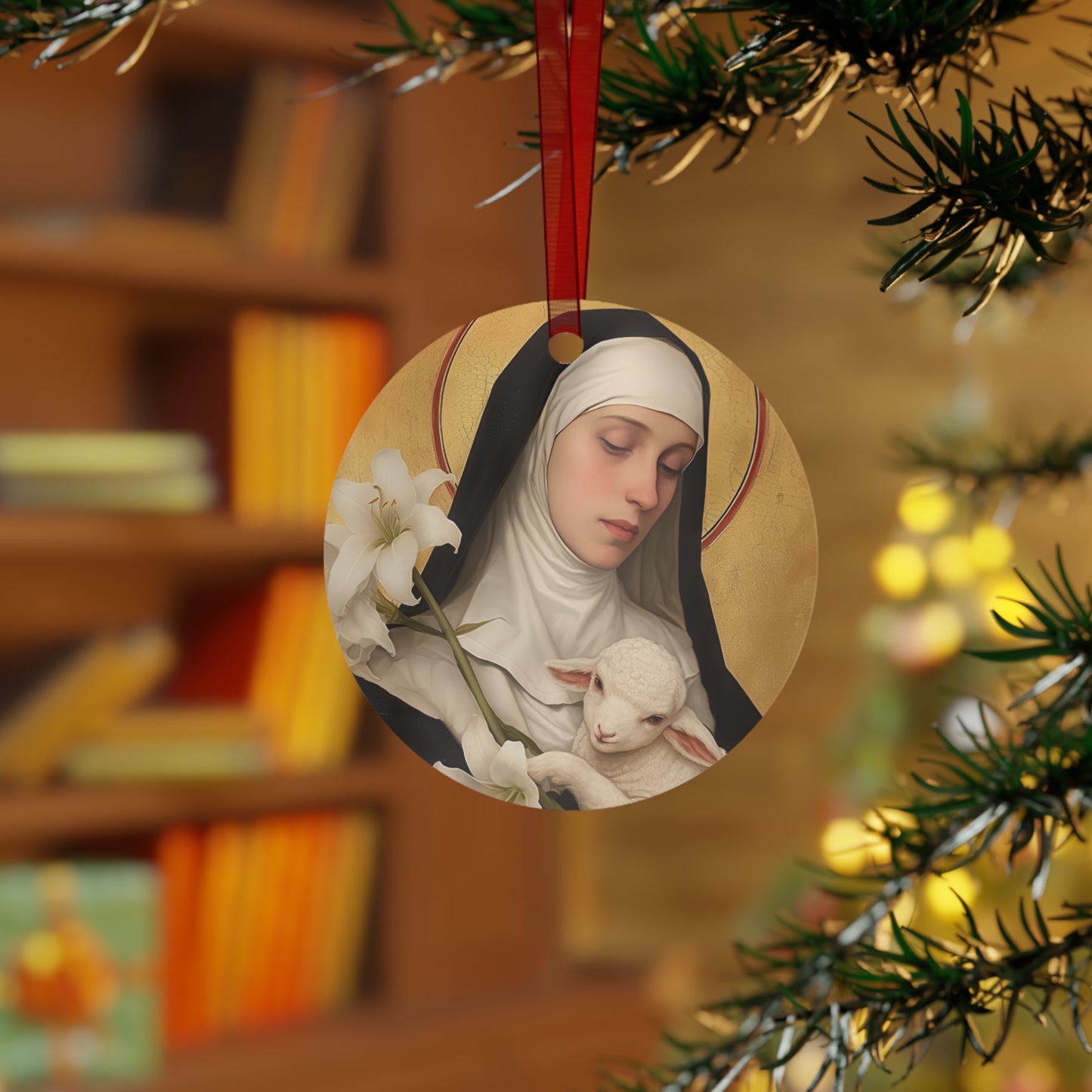 Saint Agnes of Montepulciano Metal Ornament - Religious Holiday Christmas Ornament and Keepsake - Catholic Religious Keepsake