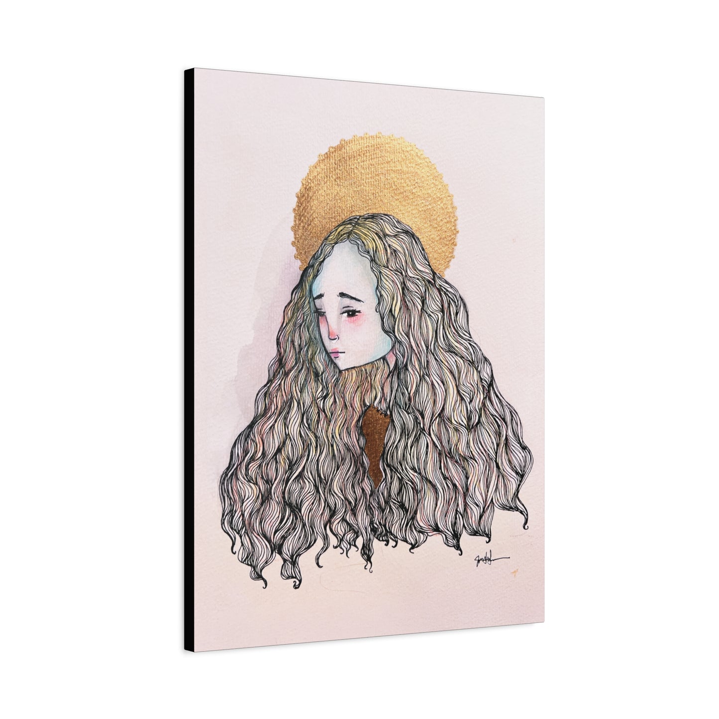 Saint Philomena Canvas Print - Hand-Drawn Catholic Art Print | Christian Sacred Wall Art | Sanctified Solocosmo Religious Artwork