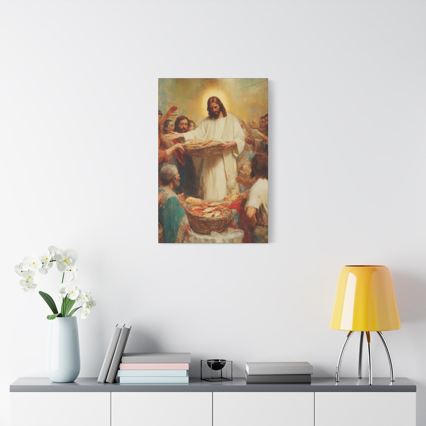 The Quiet Multiplication of Love : Loaves and Fishes - Gallery Wrapped Canvas - Print - Religious Art for your Home - Catholic Art