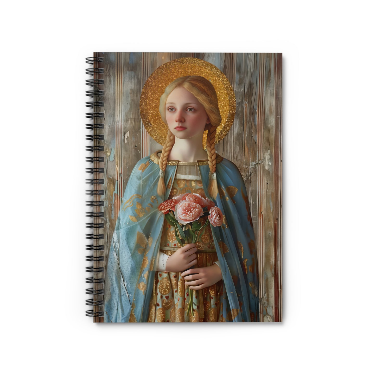 Saint Fina Journal - Sanctified Souls Art - Religious Based Notebook - Spiral Notebook - Ruled Line