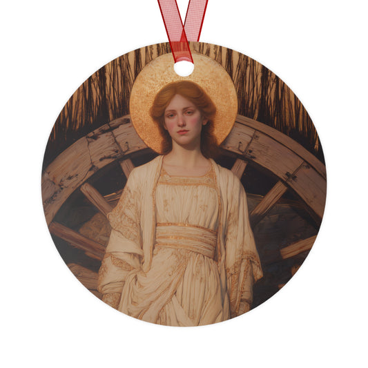 Saint Catherine of Alexandria Metal Ornament - Religious Holiday Christmas Ornament and Keepsake - Prayer Ornament
