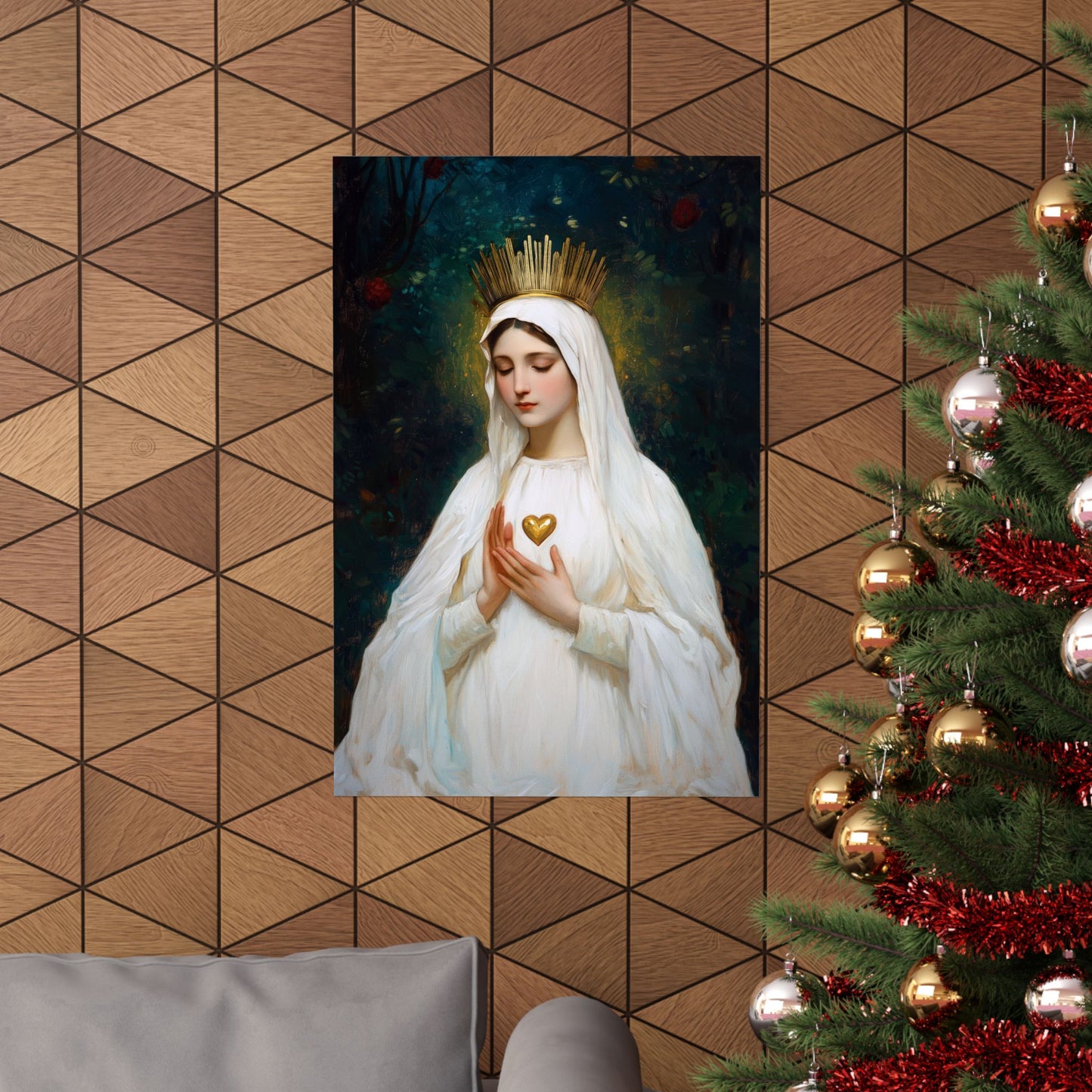 Our Lady of Beauraing - Our Lady of the Golden Heart - Marian Art - Sanctified Souls Print - Multiple Sizes - Premium Vertical Posters