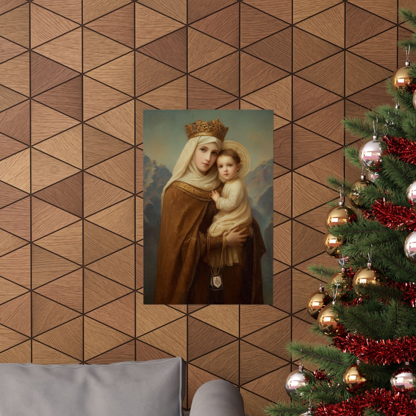 A Cord Between Heaven and Earth - Our Lady of Mount Carmel - Sanctified Souls Print - Multiple Sizes - Premium Matte Vertical Posters