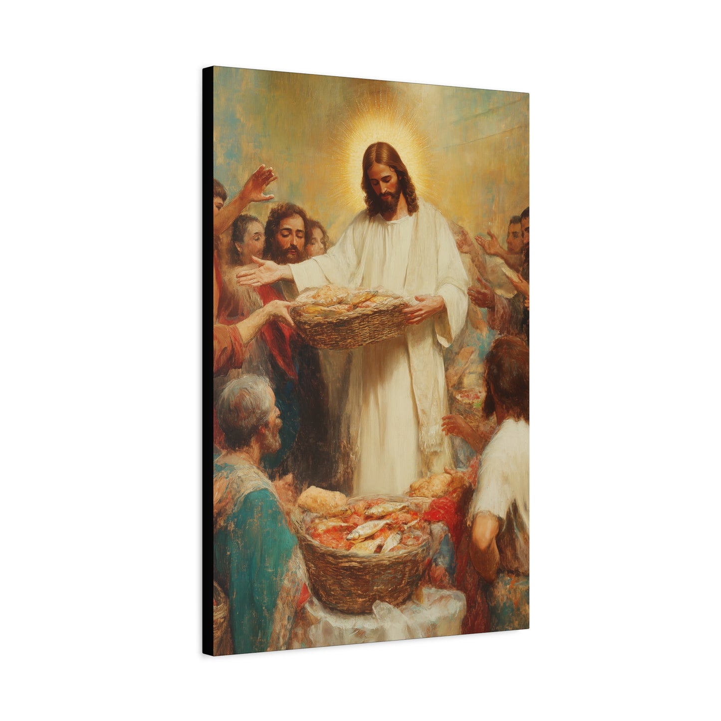 The Quiet Multiplication of Love : Loaves and Fishes - Gallery Wrapped Canvas - Print - Religious Art for your Home - Catholic Art