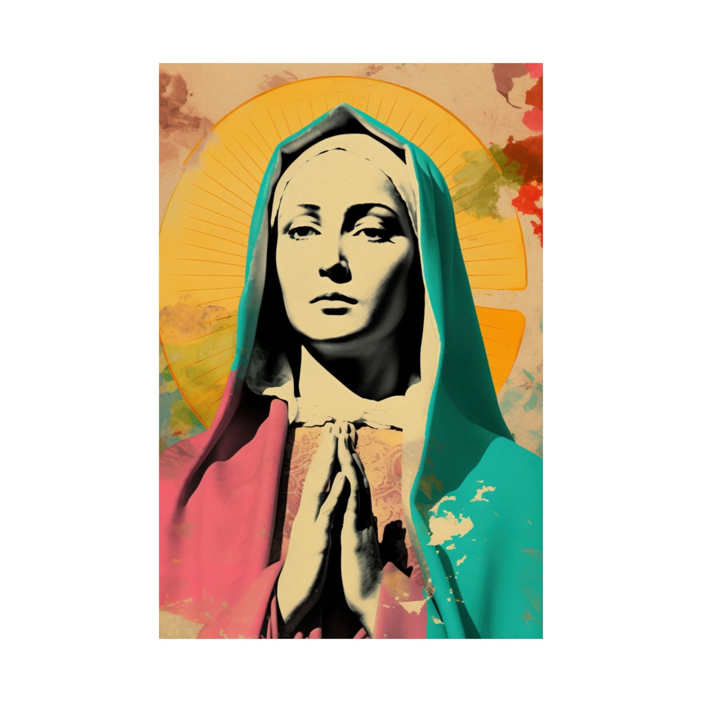 Mary The Blessed Virgin - Sanctified Souls Print - Multiple Sizes - Premium Matte Vertical Poster - Pop Surreal Lowbrow Art Style