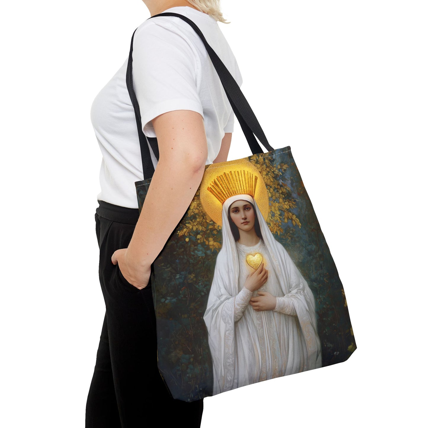 Our Lady of Beauraing - Our Lady of the Golden Heart - Marian Art - Tote Bag - Large Medium Small Faith Art Bag - Tote Purse