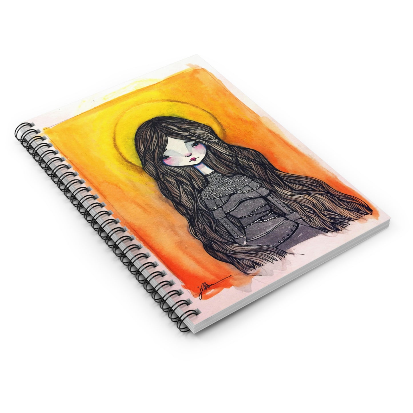 Saint Joan of Arc Lined Journal - Hand-Drawn Catholic Art - Spiral Notebook | Christian Prayer Journal | Religious Journal