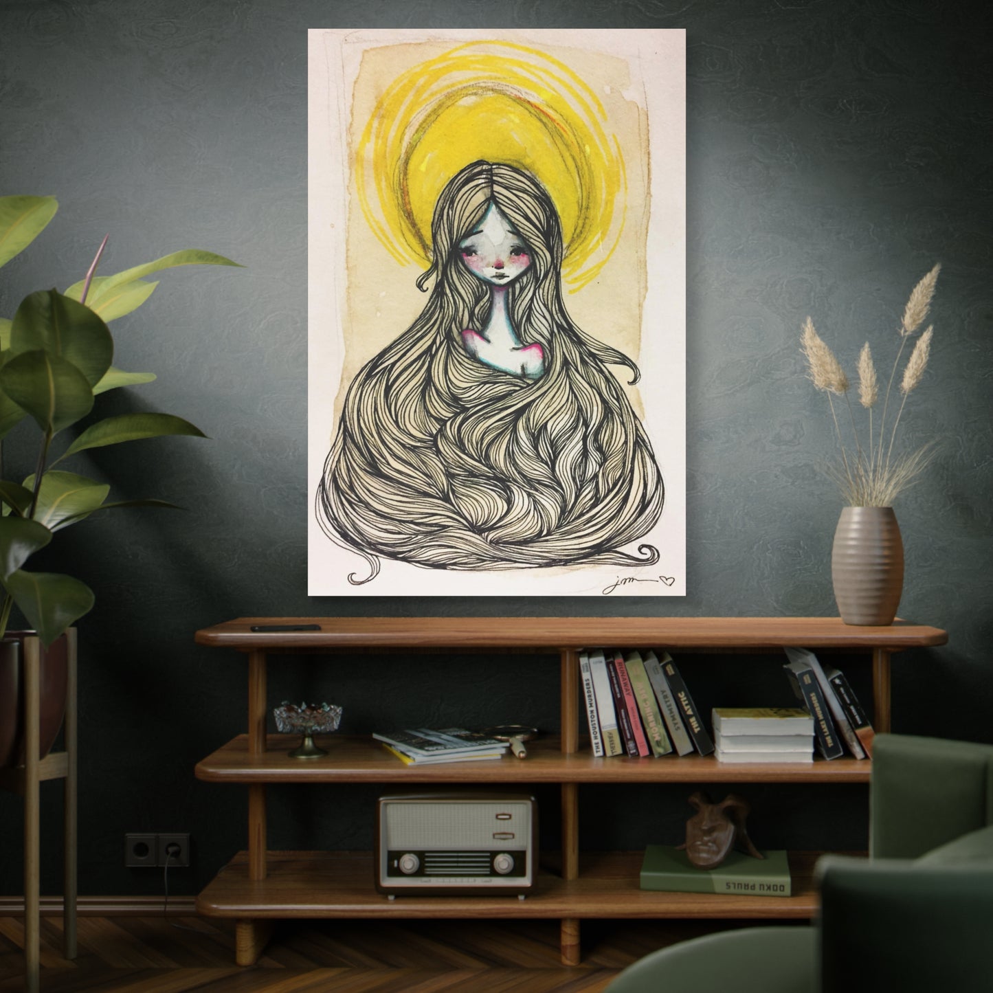 Saint Agatha of Sicily Canvas Print - Hand-Drawn Catholic Art Print | Christian Sacred Wall Art | Sanctified Solocosmo Religious Artwork