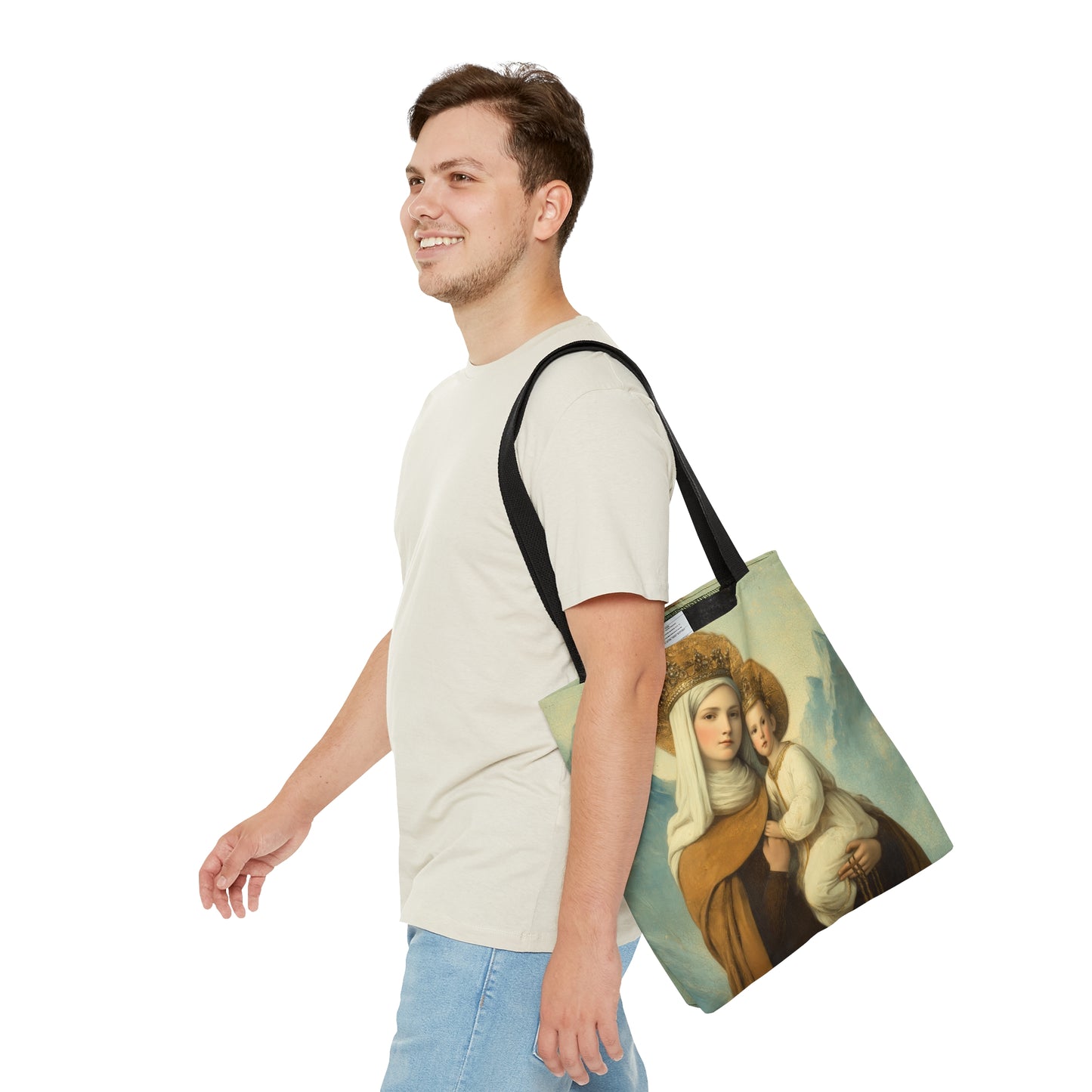 The Gift of the Scapular - Our Lady of Mount Carmel Tote Bag - Large Medium Small Faith Art Bag - Catholic Faith Purse - Double Sided