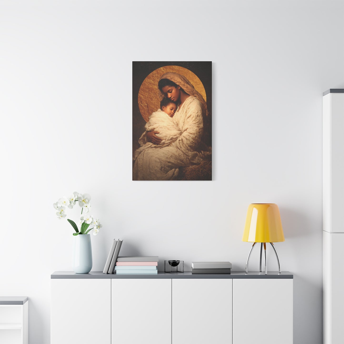 Our Lady of the Manger - Mother Mary and the Christ Child - Gallery Wrapped Canvas - Print - Religious Art for your Home - Catholic