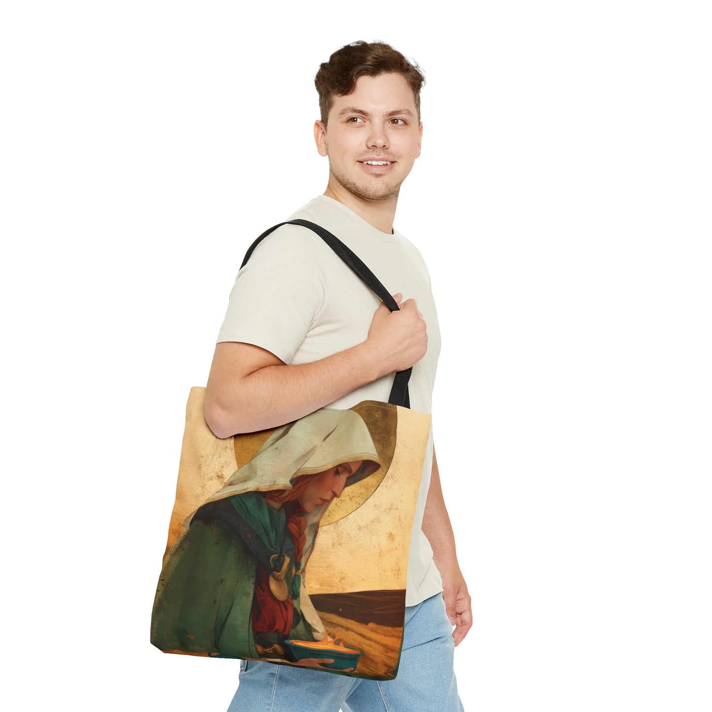 Saint Brigid of Ireland / Kildare Tote Bag - Large Medium Small Faith Art Bag - Catholic Faith Purse - Religious - Prayer Bag - Devotional