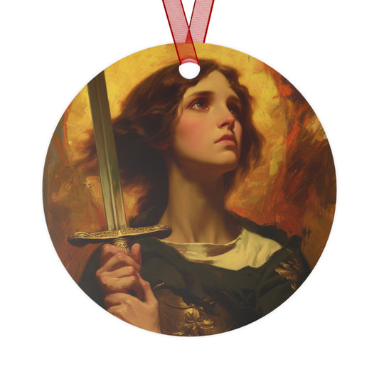 Saint Joan of Arc Portrait Ornament - Religious Holiday Christmas Ornament and Keepsake - Double sided Keepsake Religious Ornament
