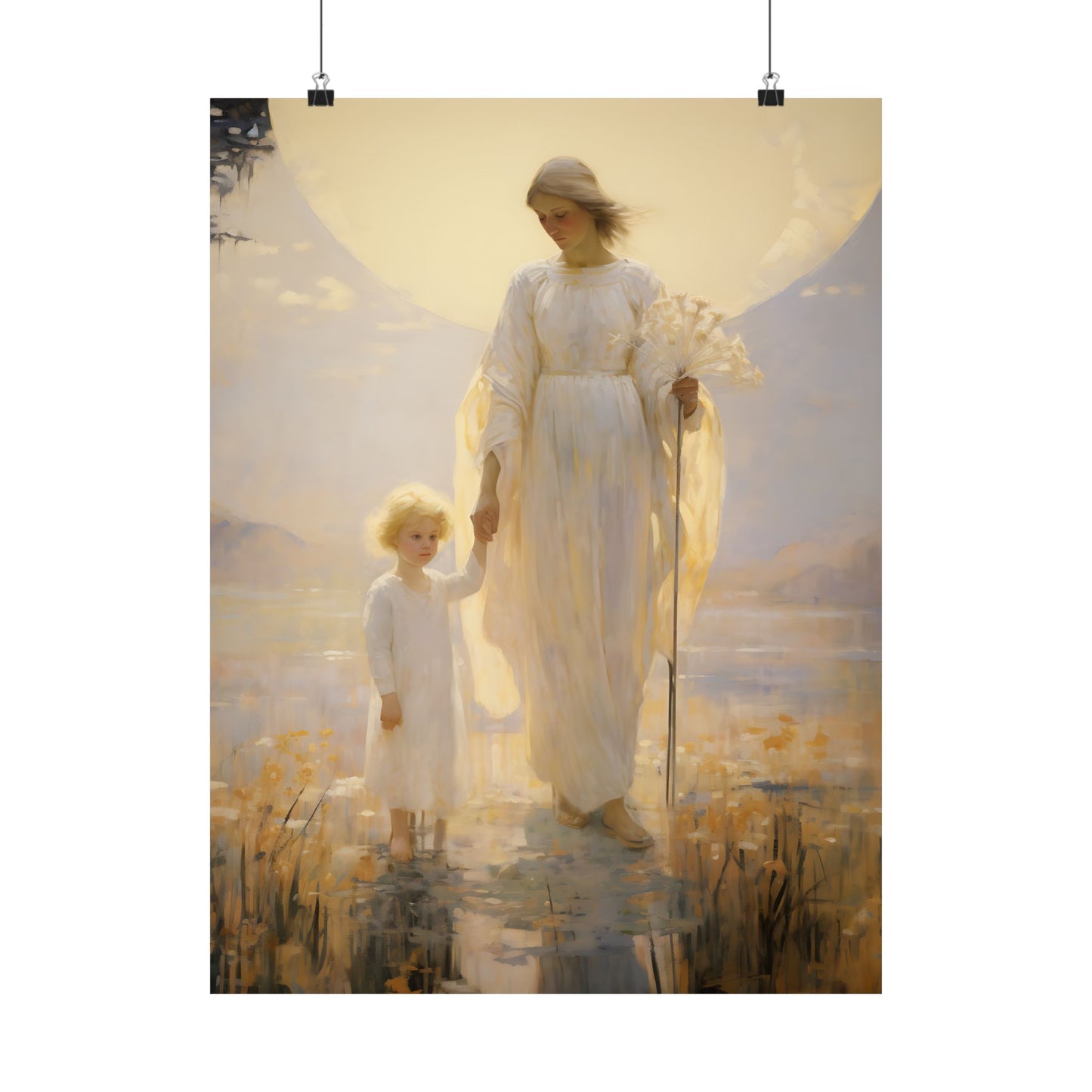 Serenity in Motherhood Print - Sanctified Souls Print - Multiple Sizes - Matte Poster - Mother's Print - Art for Nursery - Mother & child