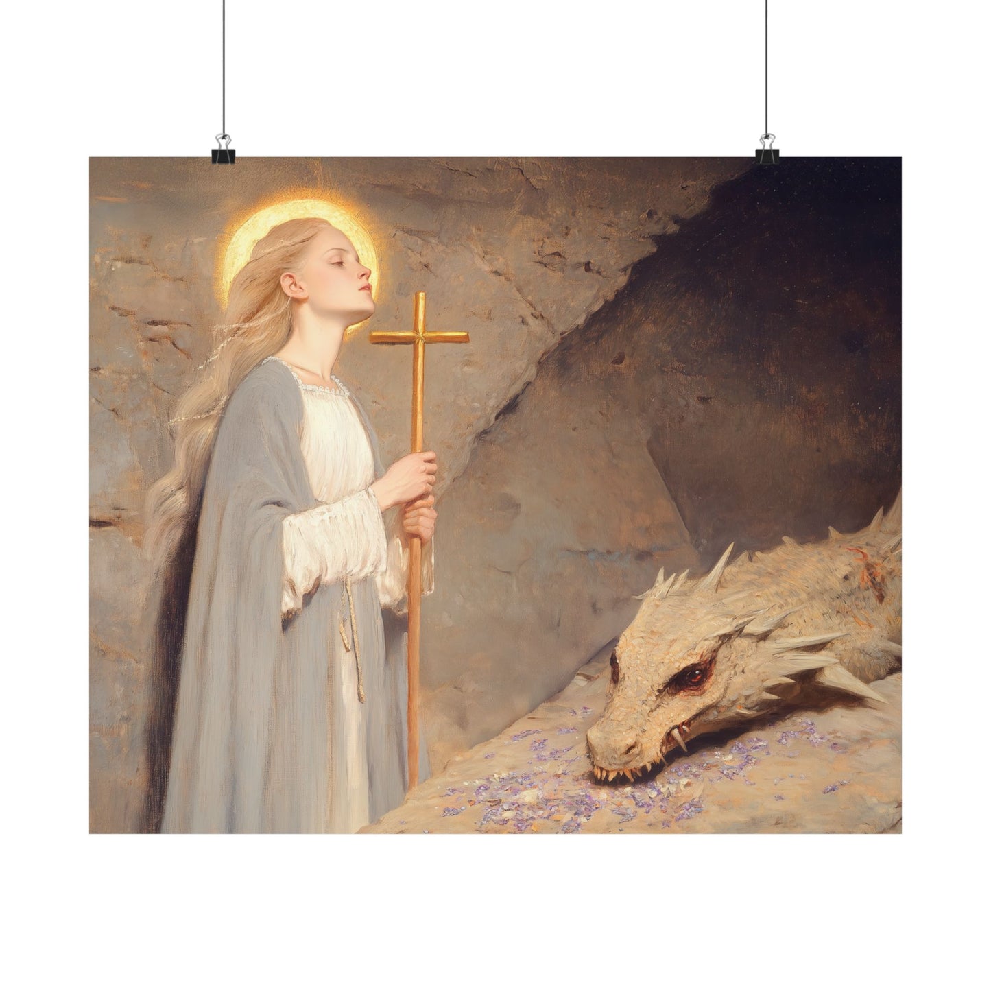 Saint Margaret of Antioch - Sanctified Souls Print - Multiple Sizes - Premium Posters - Catholic Art - Christian Home Decor Artwork