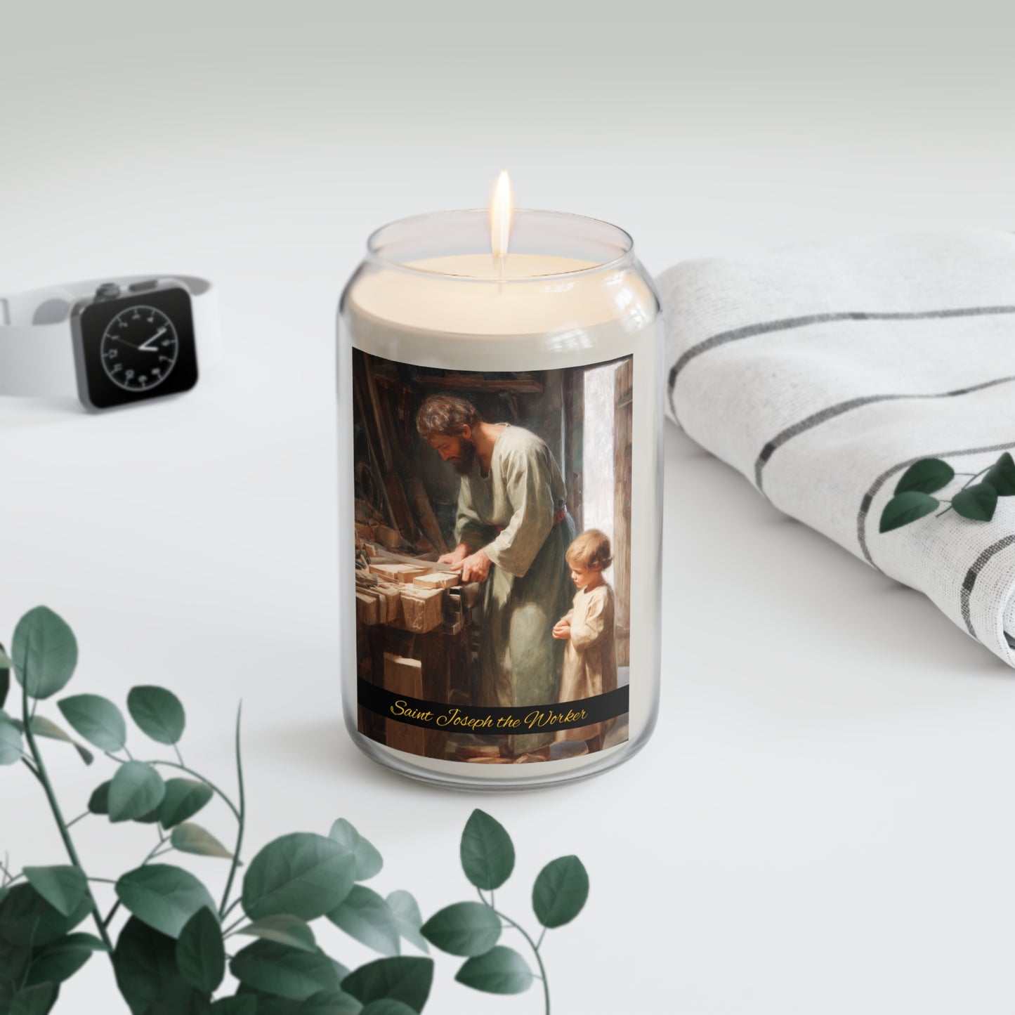 Saint Joseph the Worker - Scented Prayer Candle, 13.75oz - Tall Size - Religious Prayer Candle - Catholic Art