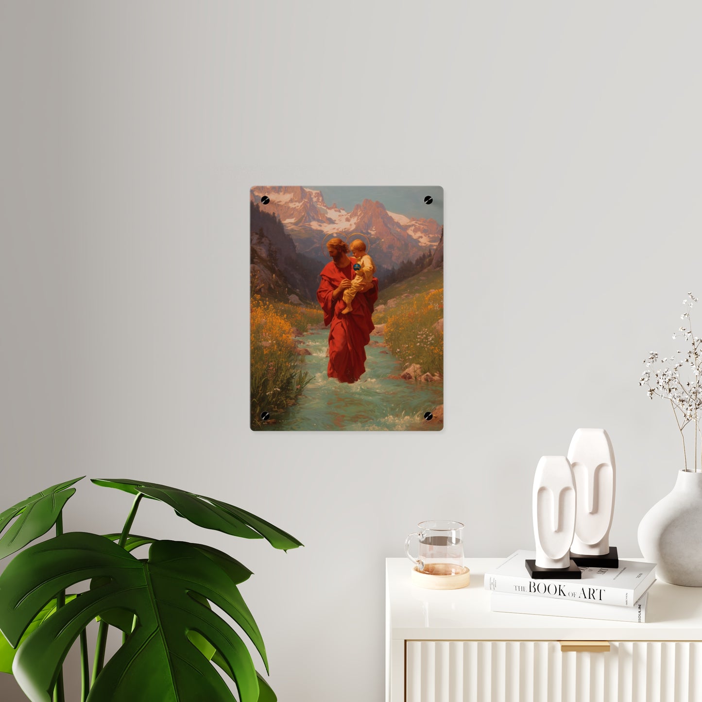 Saint Christopher Wall Art Panel - Ready to Hang Acrylic Print - Catholic Saint Art - Patron Saint Print - No Frame needed