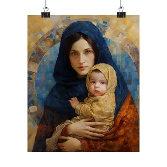 Maternal Seraph - Virgin Mary and Infant Jesus - Multiple Sizes - Premium Matte Vertical Posters - Christ Child and Mother Mary