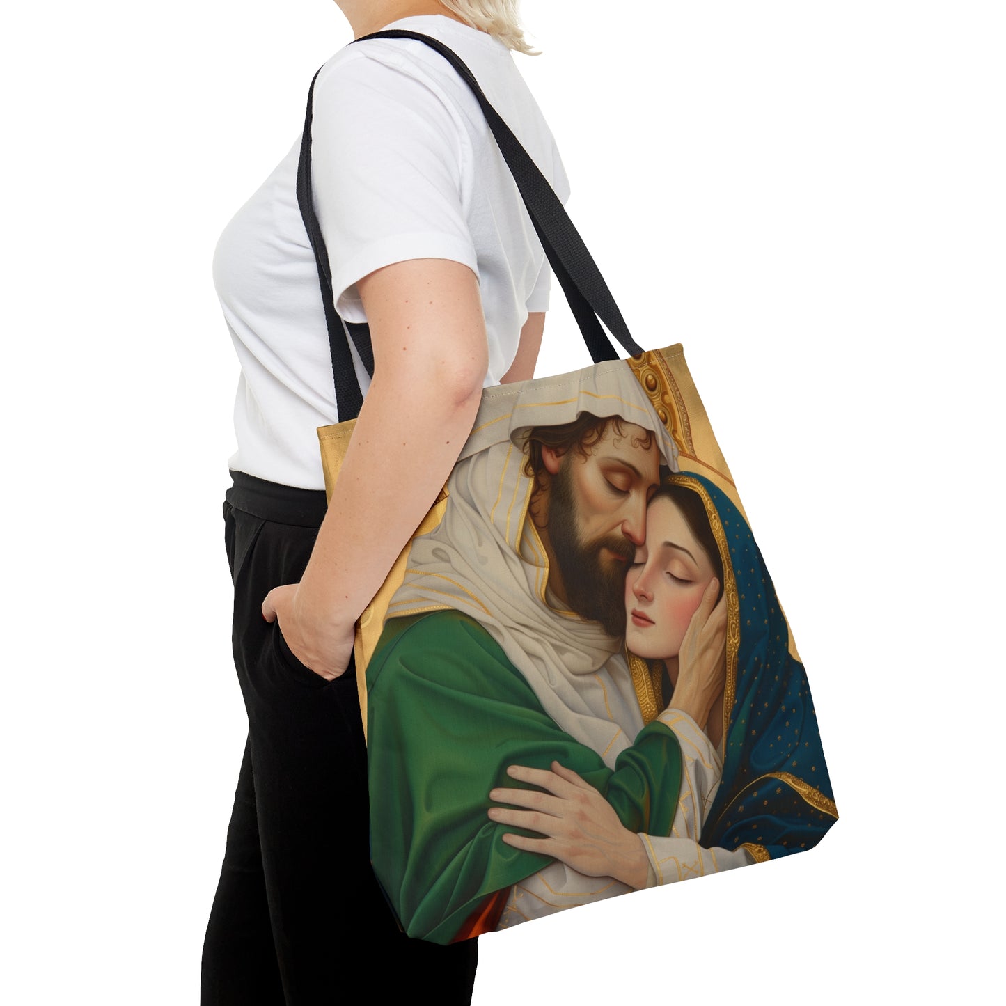 Saints Aquila and Priscilla Tote Bag - Large Medium Small Faith Art Bag - Catholic Faith Art purse - Double Sided