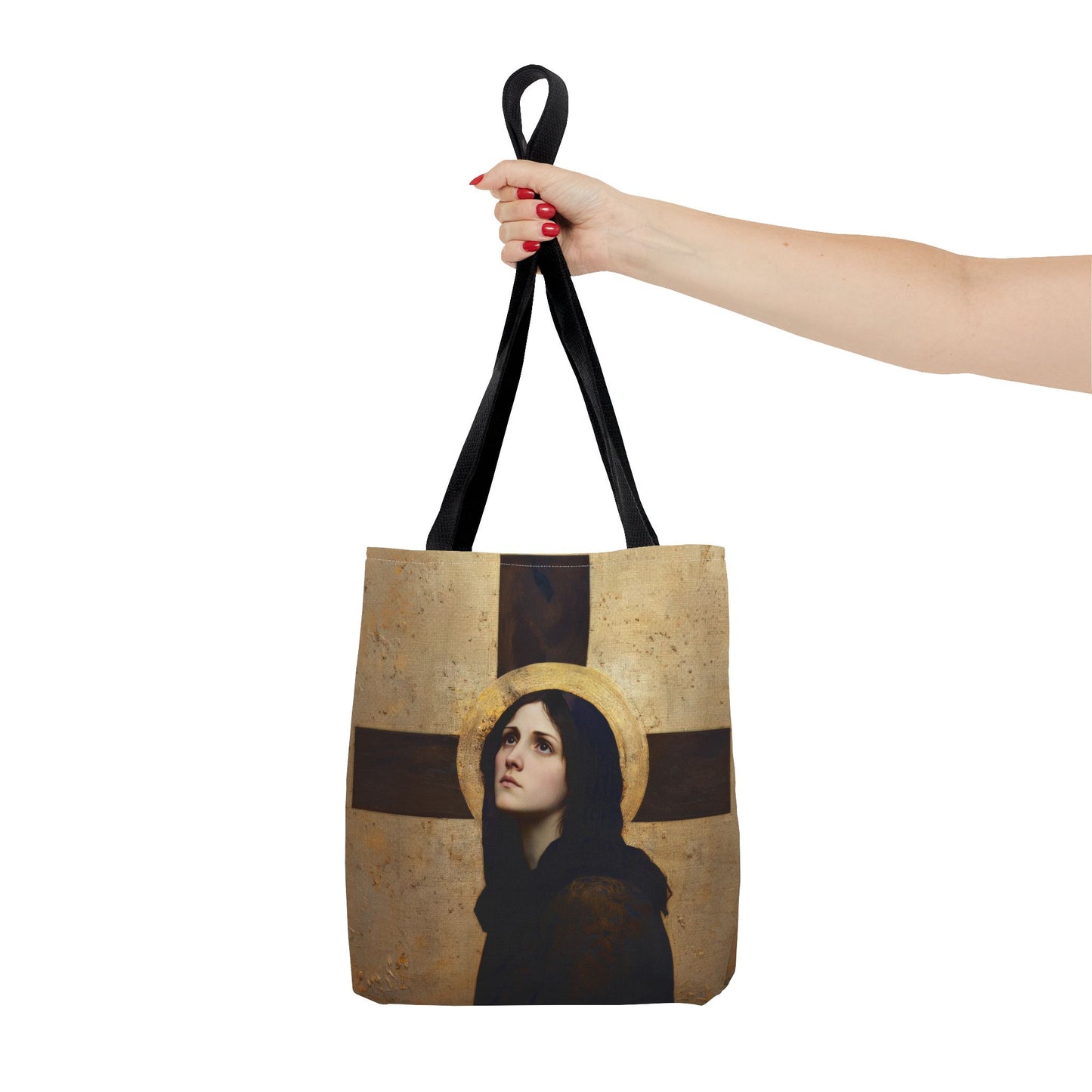 Our Lady of the Cross - Mother Mary  - Our Lady of the Crucifix - Marian Art - Tote Bag - Large Medium Small Faith Art Bag - Tote Purse