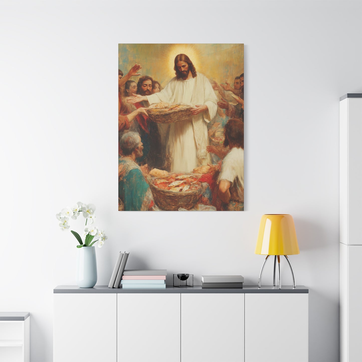 The Quiet Multiplication of Love : Loaves and Fishes - Gallery Wrapped Canvas - Print - Religious Art for your Home - Catholic Art
