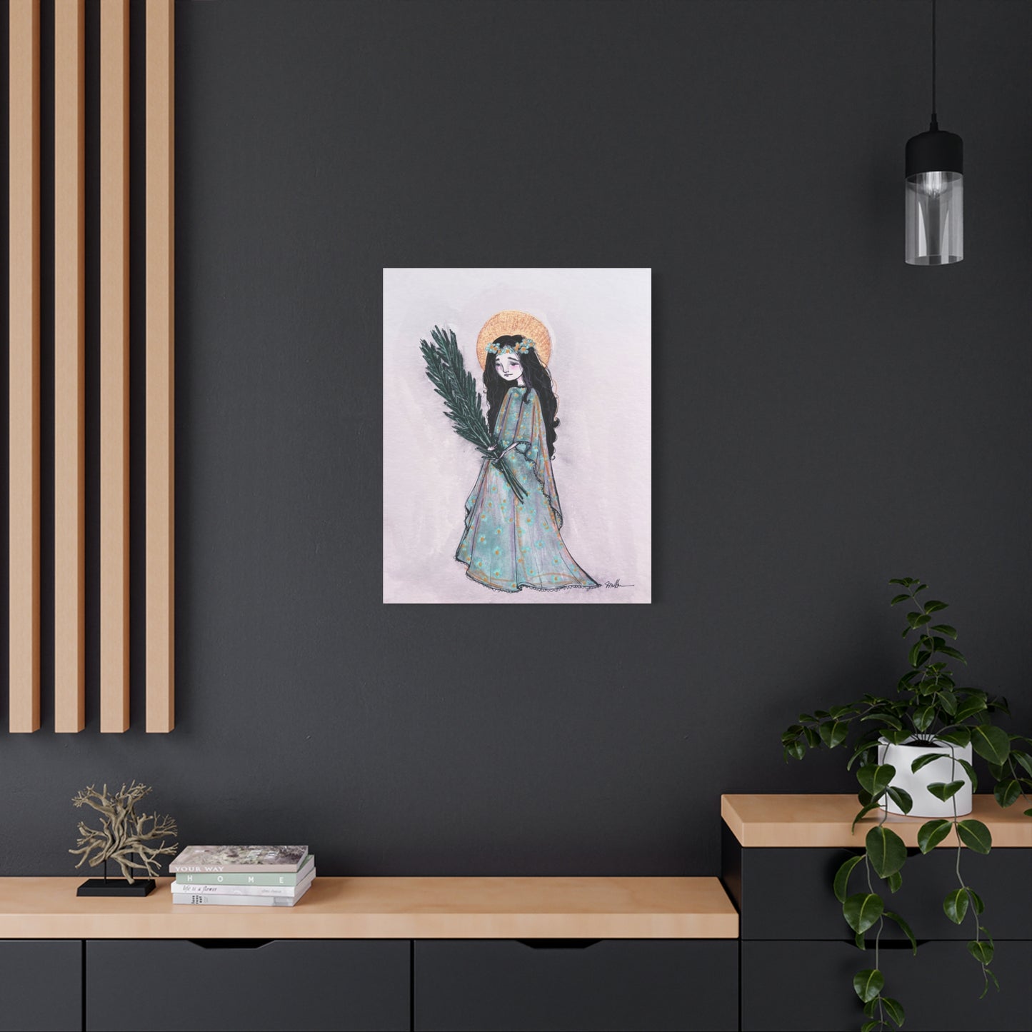 Saint Faith Canvas Print - Hand-Drawn Art - Catholic Print | Faith Hope and Charity Sacred Art | Sanctified Solocosmo Religious Artwork