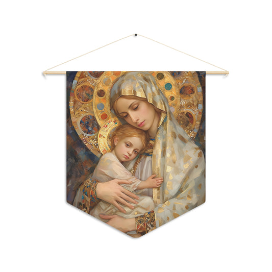 Madonna and Child Wall Banner / Wall Hanging - Prayer room - Catholic Art - Large Religious Catholic Saint Art for your home 18" x 21"