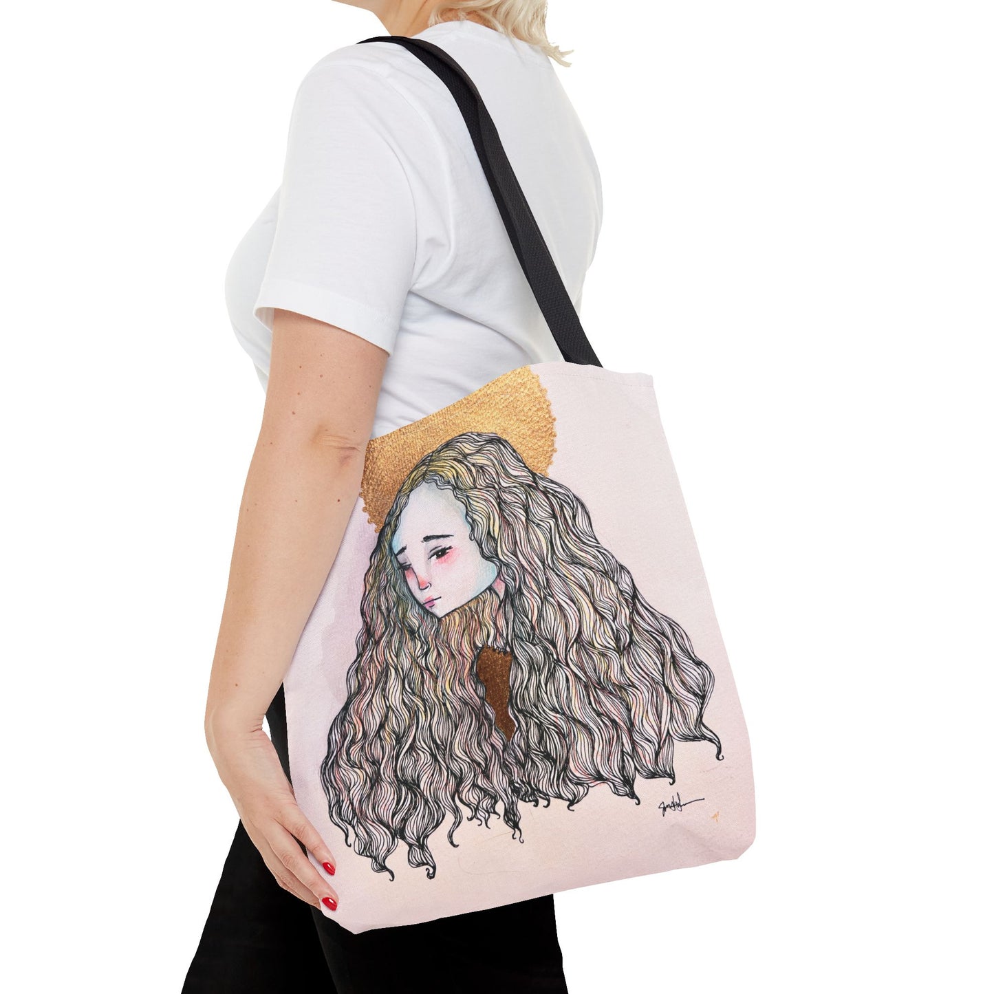 Saint Philomena Tote - Hand-Drawn Catholic Art - Prayer Bag | Christian Devotional Tote | Sanctified Solocosmo Religious Tote