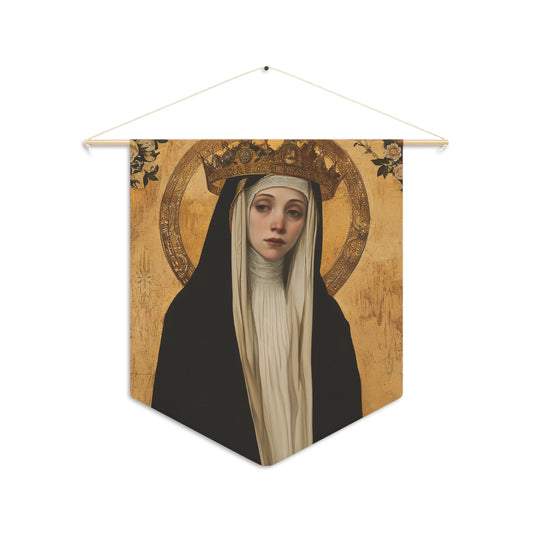 Saint Margaret of Hungary Pennant / Banner / Wall Hanging - Prayer room art - Catholic Home Art - Large Saint Art for your home - 18" x 21"