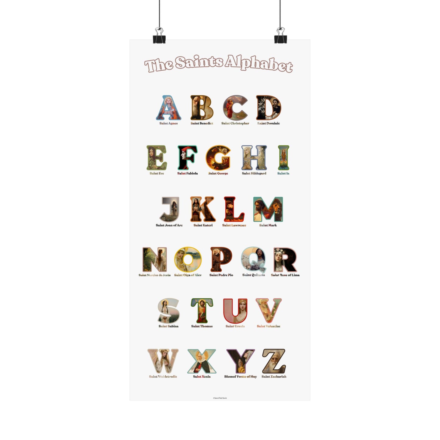 Catholic Saints ABC Print - Alphabet Poster - A to Z Saints Wall Art - Catholic Saints Chart- Classroom / Homeschool - Saints of the Church