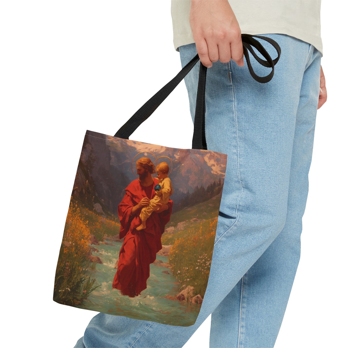 Saint Christopher - Tote Bag - Large Medium Small Faith Art Bag - Bible Study Faith Purse - Double Sided