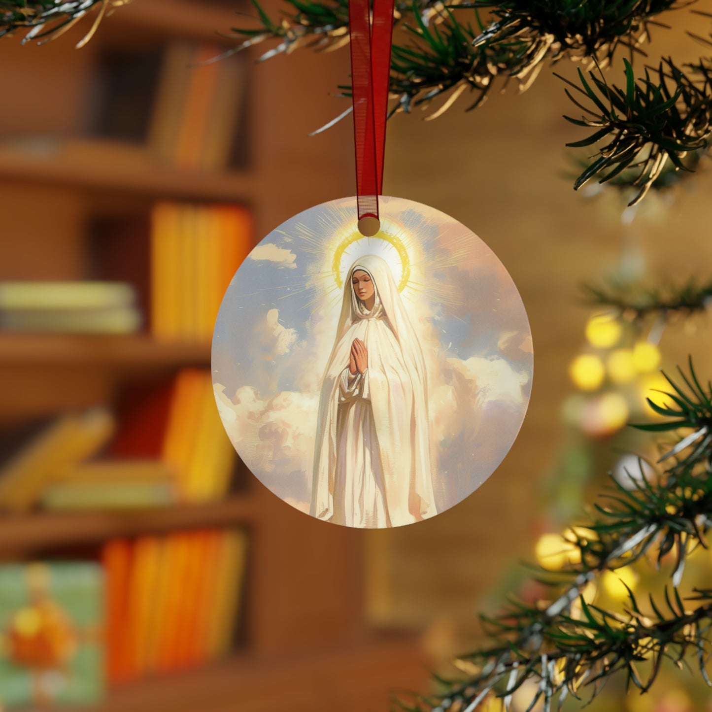 Our Lady of Fátima Metal Ornament - Religious Holiday Christmas Ornament and Keepsake - Catholic Religious Keepsake