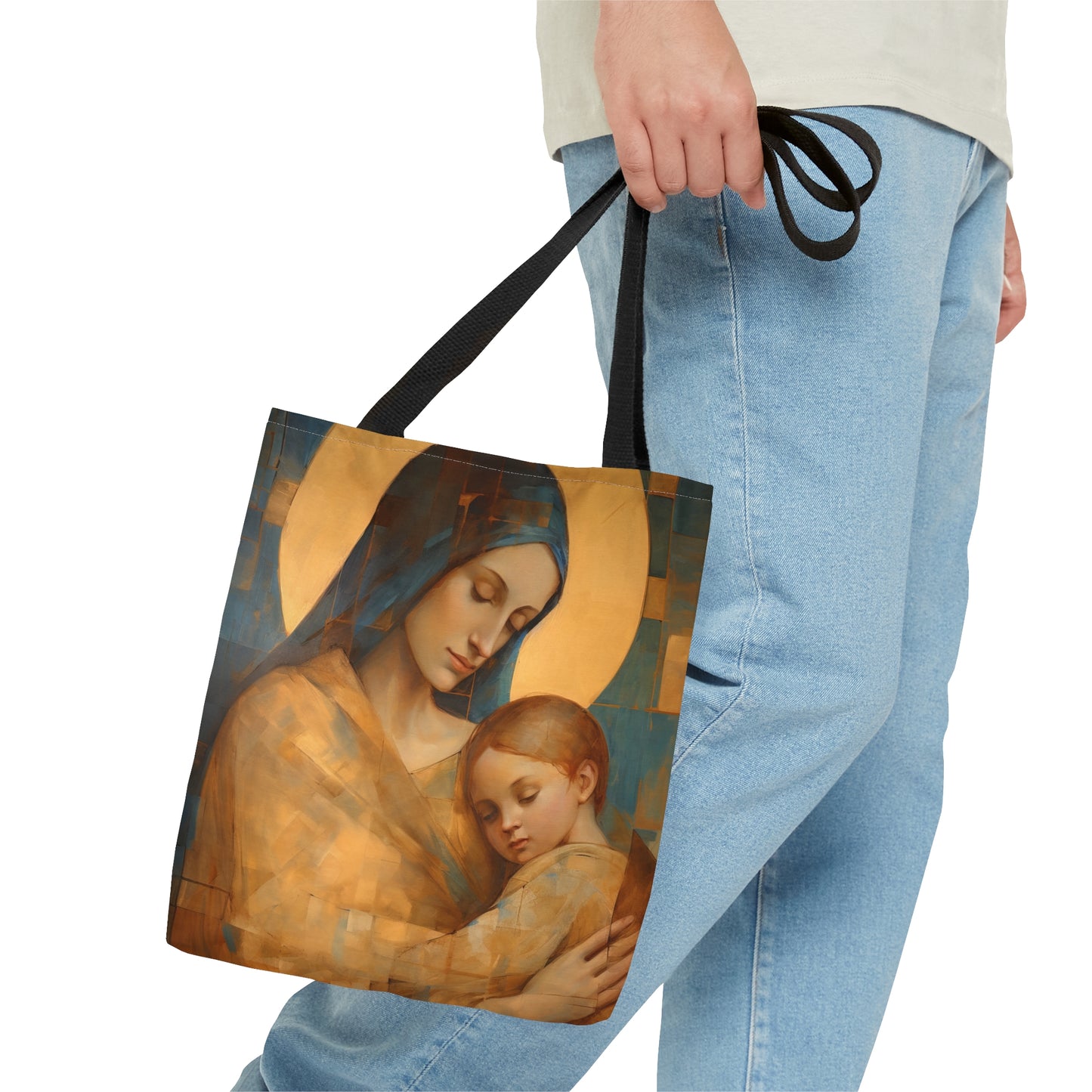 Heavenly Connection - Mary and the Divine Son Tote Bag - Large Medium Small Faith Art Bag - Re usable Tote Purse - Catholic Art Bag
