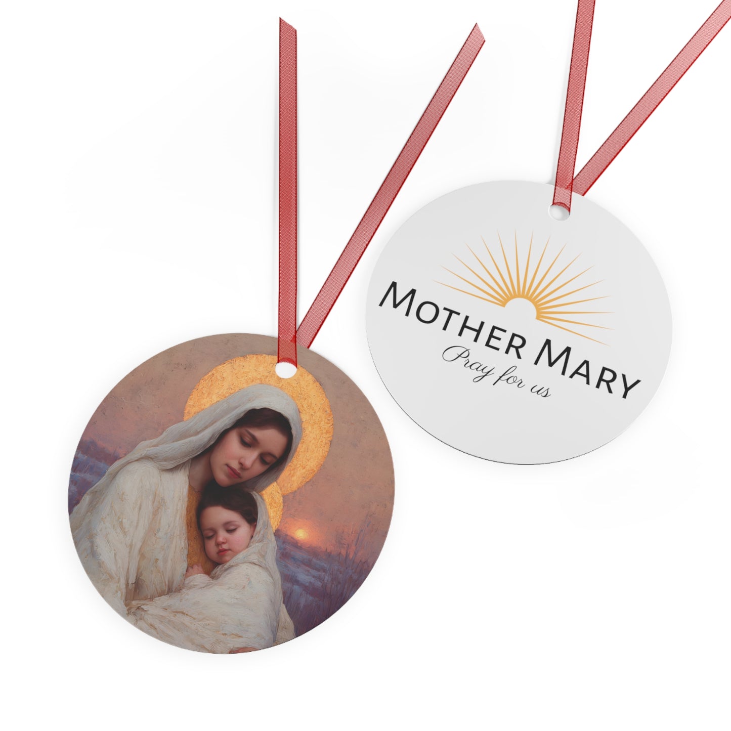 The Love That Stays - Mother Mary and the Christ Child - Metal Ornament - Religious Holiday Christmas Ornament and Keepsake - Prayer