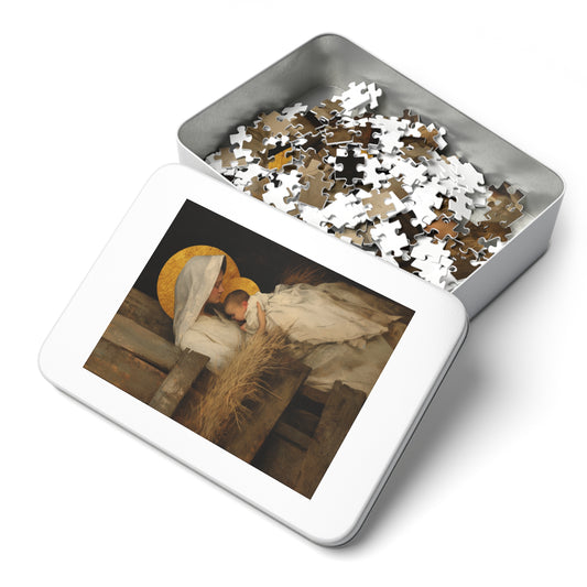 Our Lady of the Manger - Mother Mary and the Christ Child - Puzzle & Keepsake Tin - Religious Jigsaw Puzzle (30, 110, 252, 500,1000-Piece)