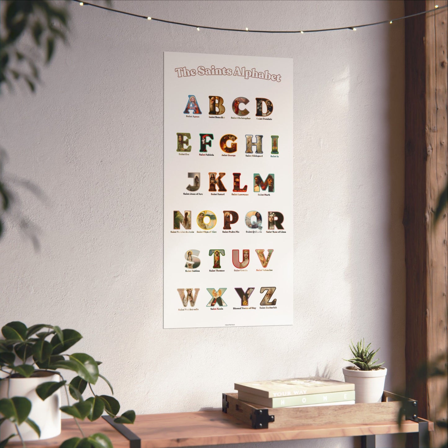 Catholic Saints ABC Print - Alphabet Poster - A to Z Saints Wall Art - Catholic Saints Chart- Classroom / Homeschool - Saints of the Church