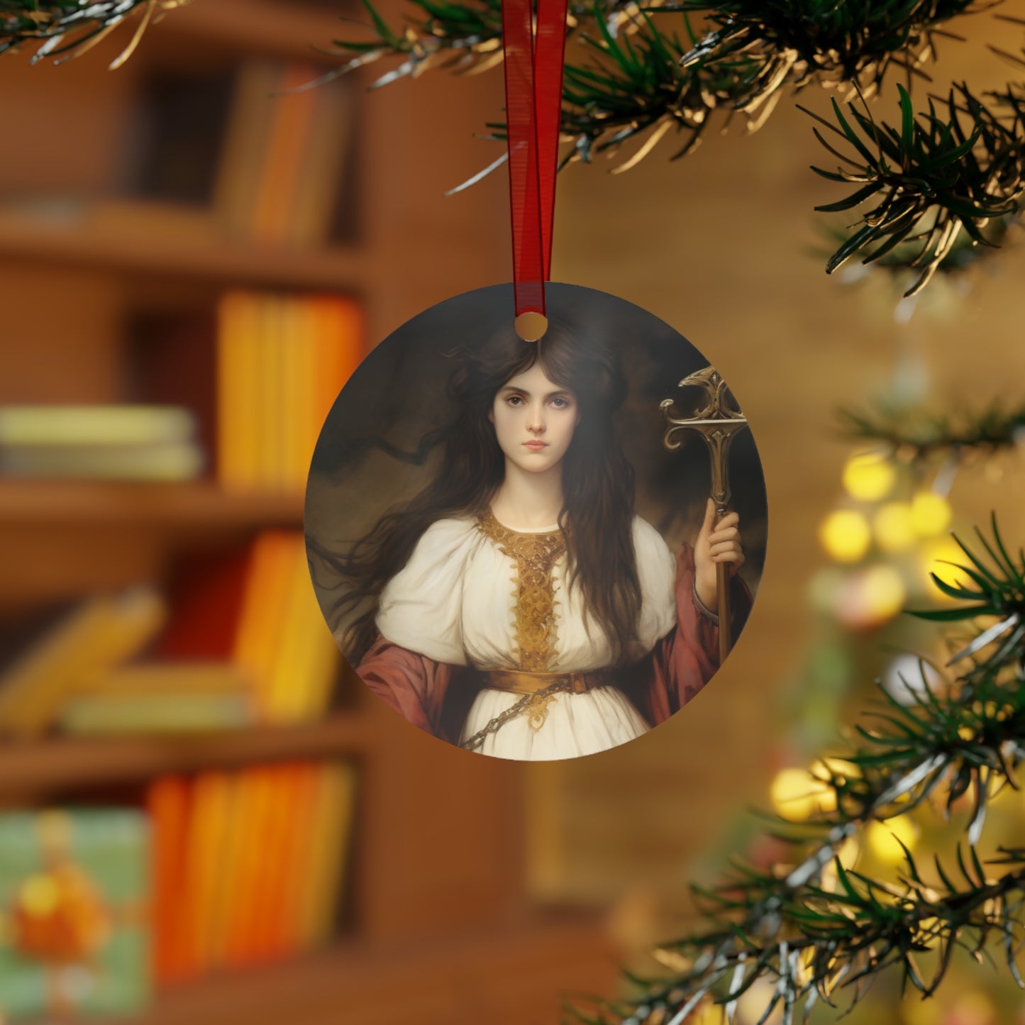 Saint Martha of Bethany Metal Ornament - Religious Holiday Christmas Ornament and Keepsake - Double sided - Prayer Ornament - Catholic Gift