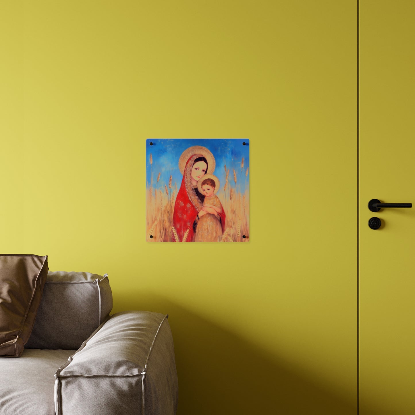 Our  Lady of the Harvest - Wall Art Panel - Ready to Hang Acrylic Print - Catholic Saint Art - Patron Saint Print