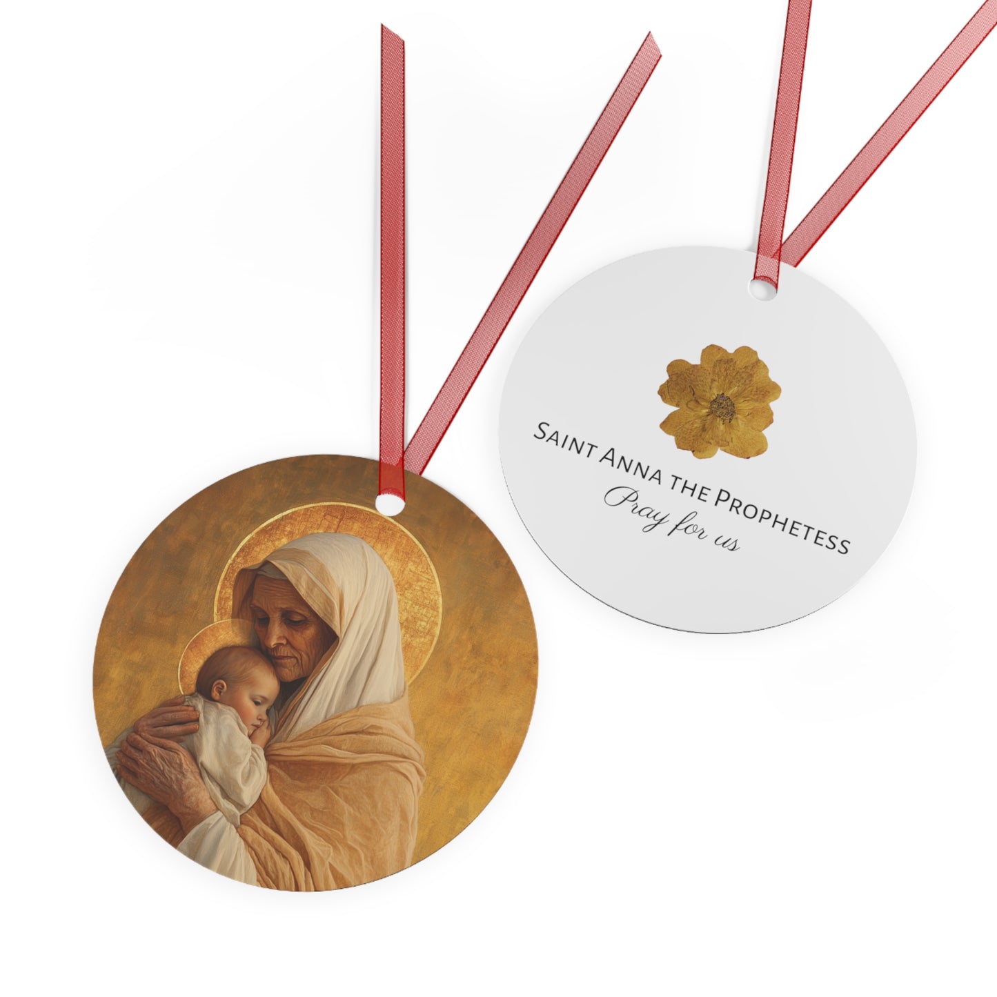 Saint Anna the Prophetess Metal Ornament - Religious Holiday Christmas Keepsake - Religious Catholic Tree Ornament - Christmas Gift
