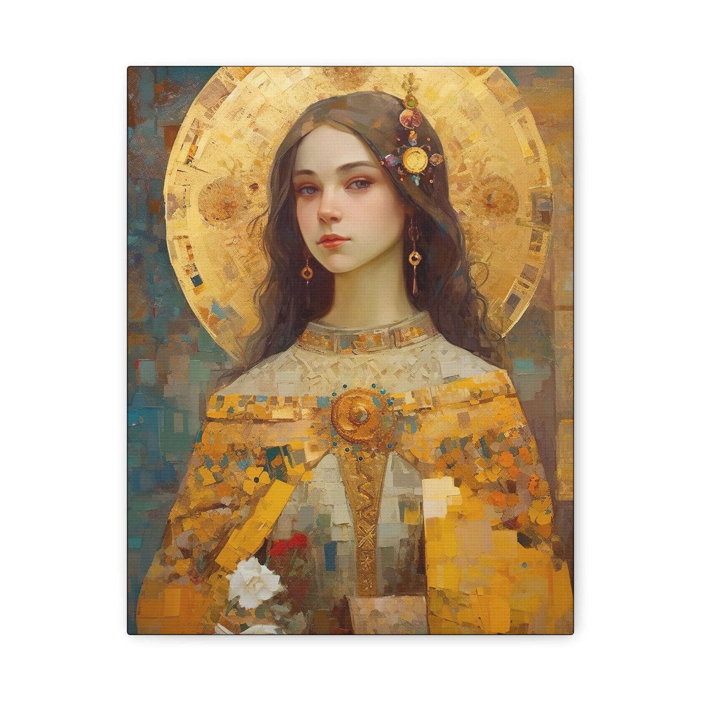 Saint Dymphna - Museum Wrapped Canvas - Sanctified Souls Print - Religious Art for your Home