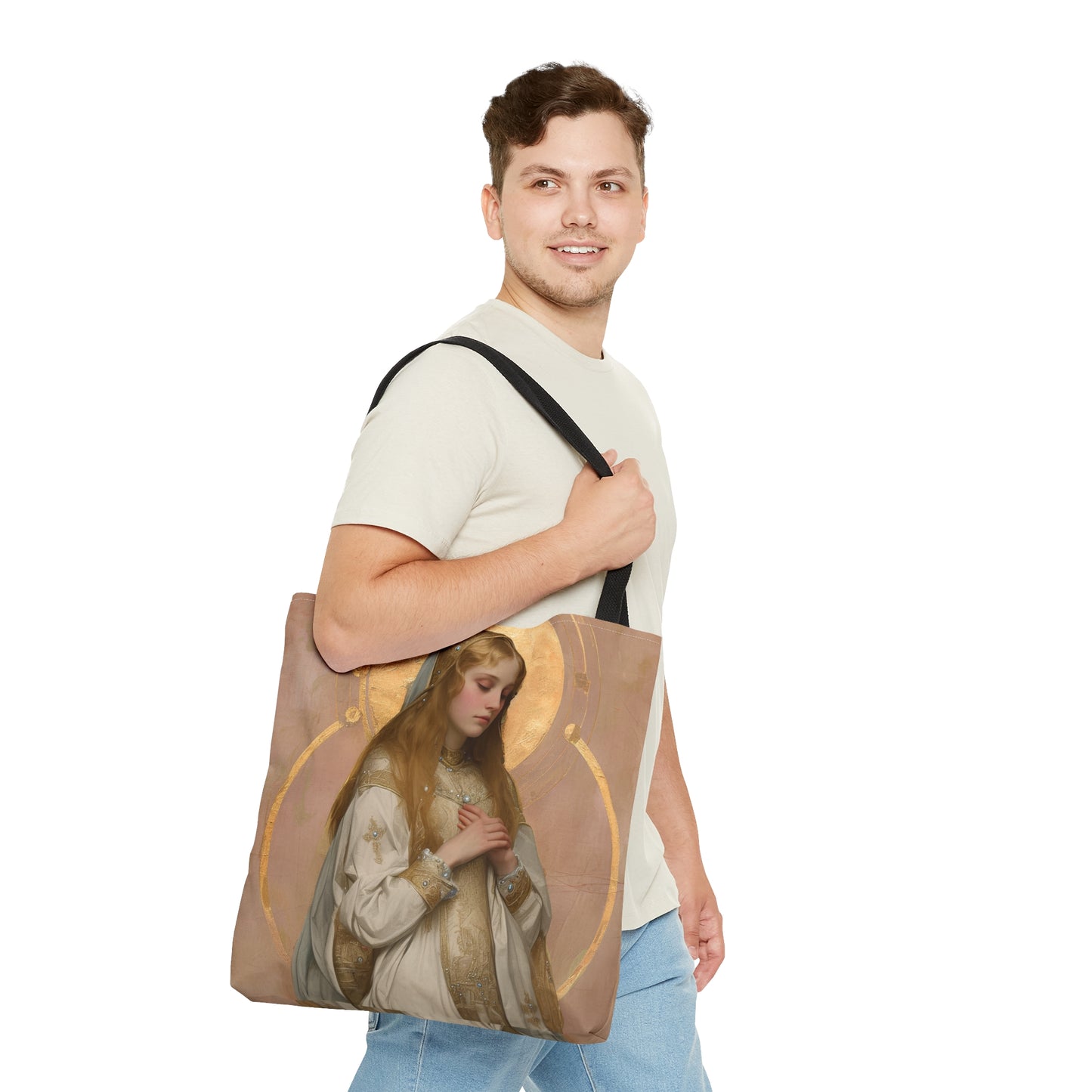 Saint Waldetrudis / Waltrude or Waudru Tote Bag - Purse - Three sizes - Large Medium Small Faith Art Bag - Catholic purse - Double Sided