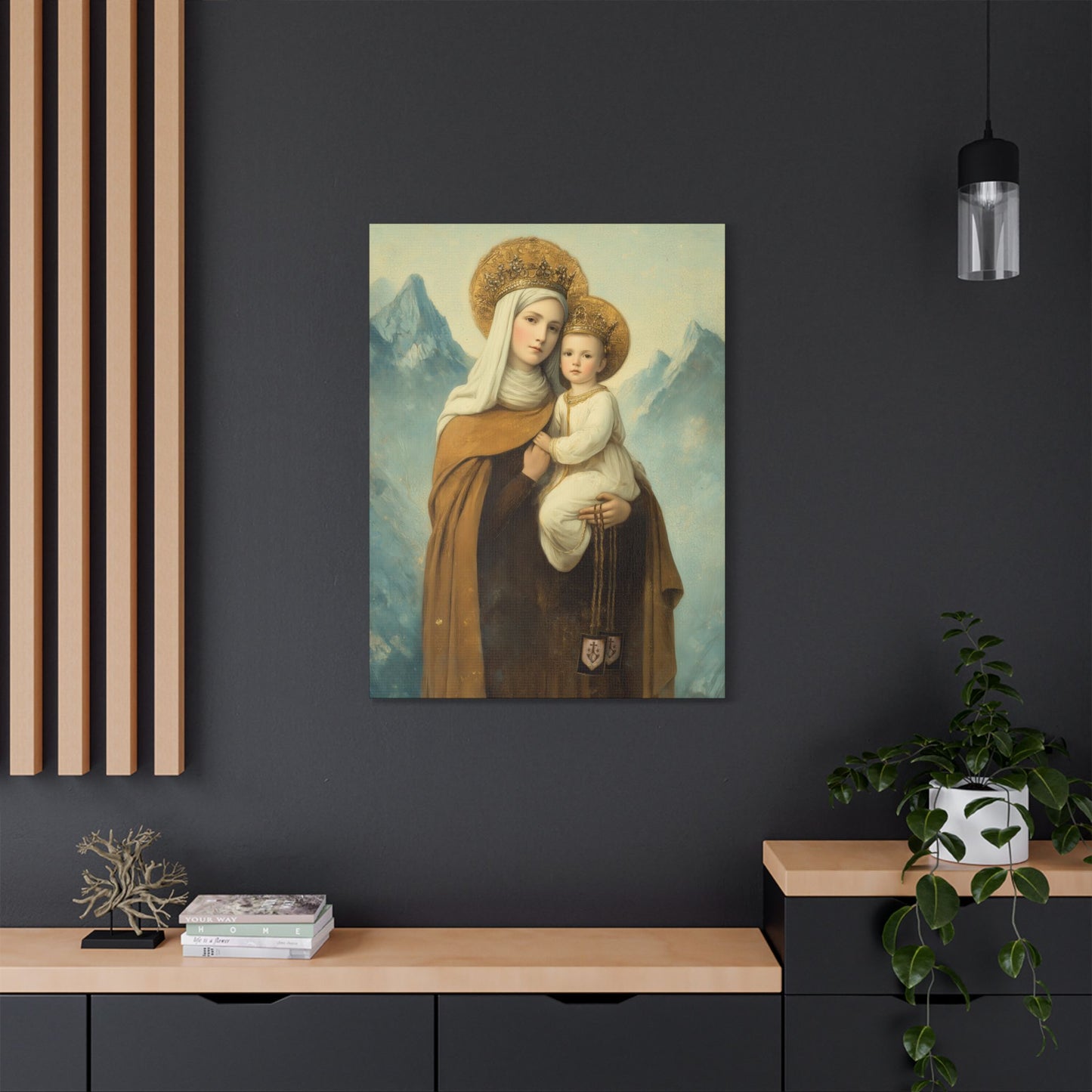 The Gift of the Scapular - Our Lady of Mount Carmel Wrapped Canvas Print - Multiple Sizes - Catholic Home art Matte Canvas, Stretched