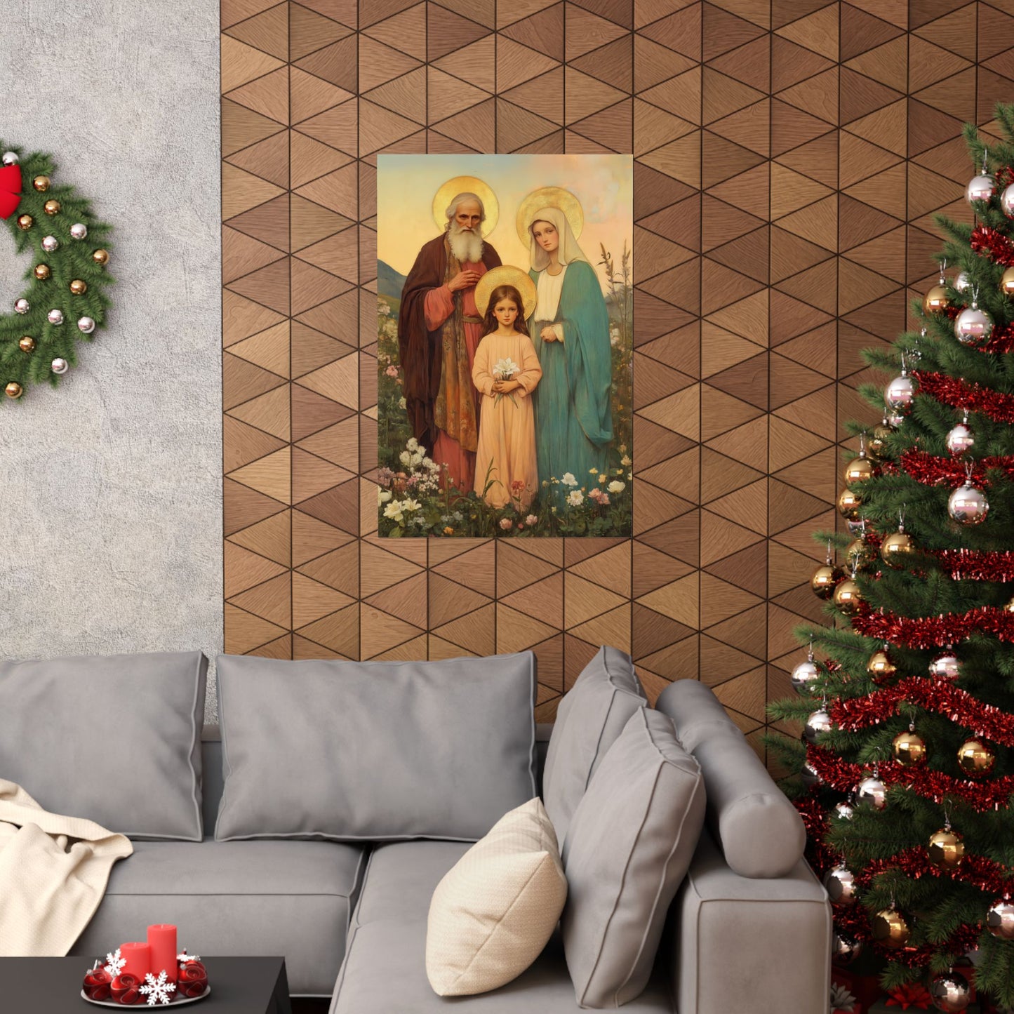 Saints Joachim and Anne with Young Mary - Sanctified Souls Print - Multiple Sizes - Premium Matte Vertical Posters
