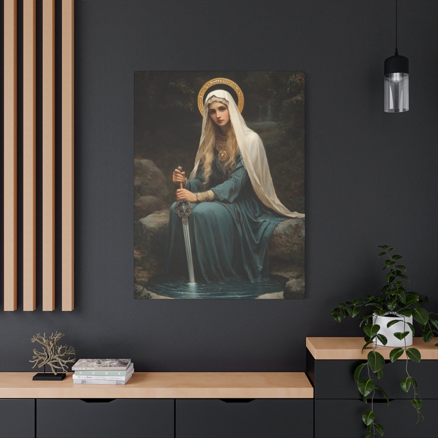 Saint Winifred - Museum Wrapped Canvas - Print - Religious Art for your Home - Christian print - Prayer Room Art - Catholic