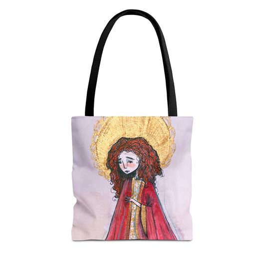 Saint Bibiana Hand-Drawn Catholic Tote Bag | Christian Devotional Bag | Sanctified Solocosmo Religious Tote