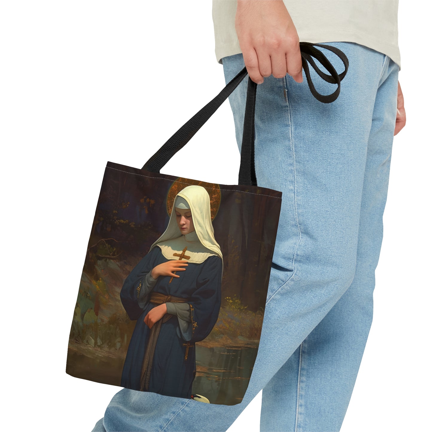 Saint Modwenna Tote Bag - Large Medium Small Faith Art Bag - Catholic Faith Purse - Religious Carry All Reusable - Gifts for Catholics